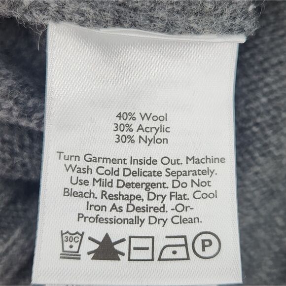 Eddie Bauer Shawl Collar Sweater Size Small Mens Gray Red Wool Blend Fair Isle - Picture 7 of 7